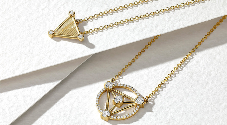 ANNOORY gold diamond geometric necklaces