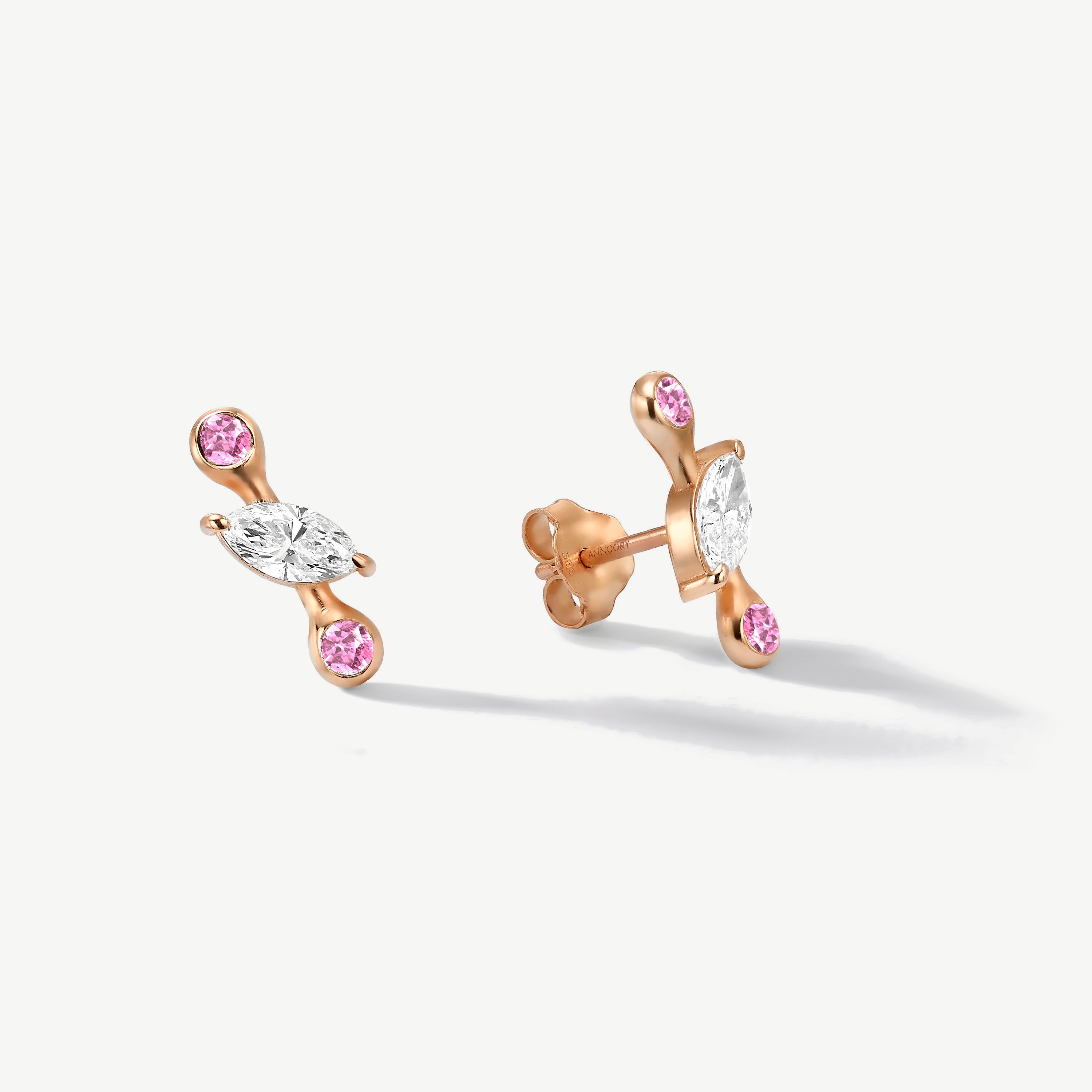 Cosmic Transformer Diamond and Pink Sapphire Earrings